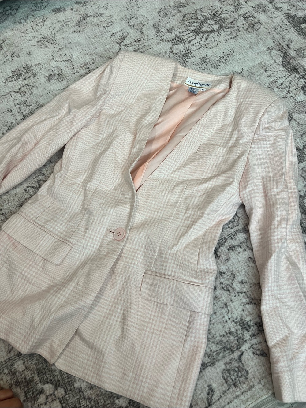 Jason Prescott Pale Pink Plaid Single-Button Blazer